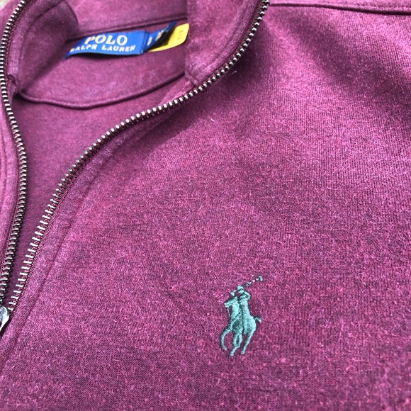 Polo by Ralph Lauren Men's Purple Double Knit Tech Quarter-Zip Sweater - Picture 2 of 4